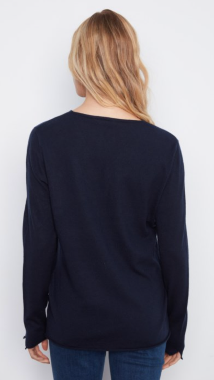 Soft Navy V Neck Sweater