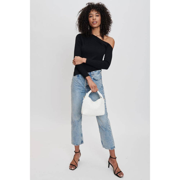 White Woven Vegan Leather Crossbody