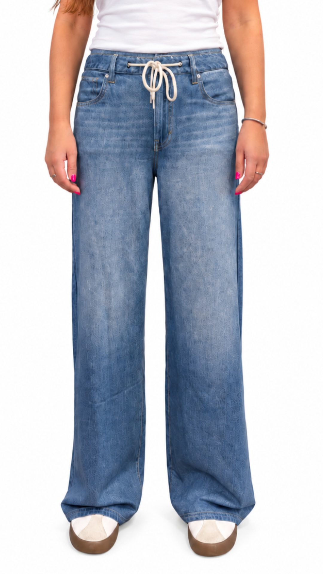 Illusion Denim Petite Wide Leg Pants