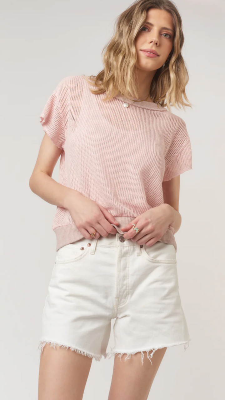 Rose Textured Mesh Tee
