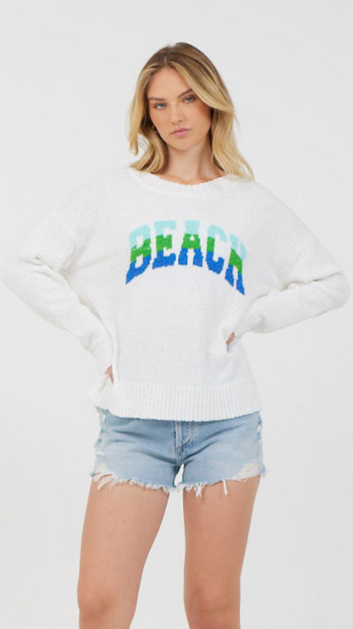 Beach Jacquard Crewneck Sweater