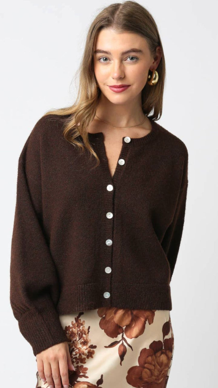 Brown Knit Sweater Cardigan