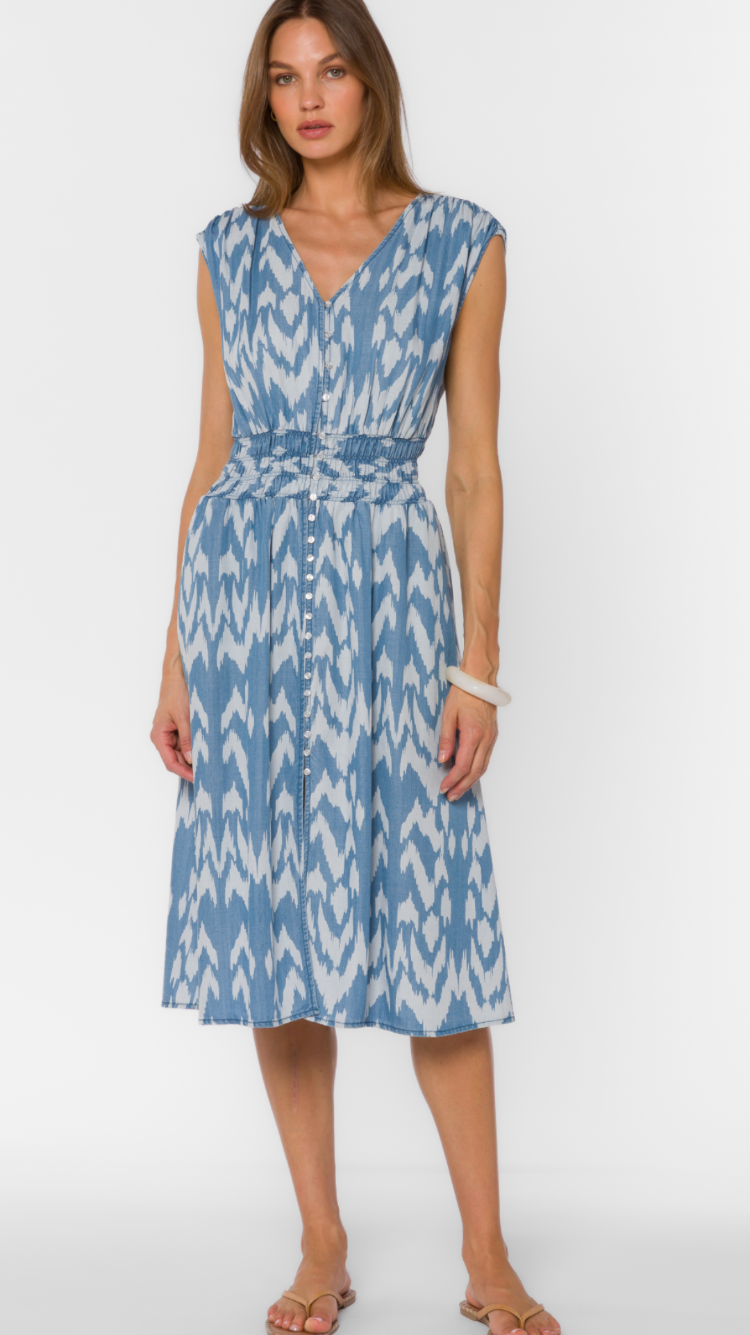 Tencel Smocked Waist Midi Dress