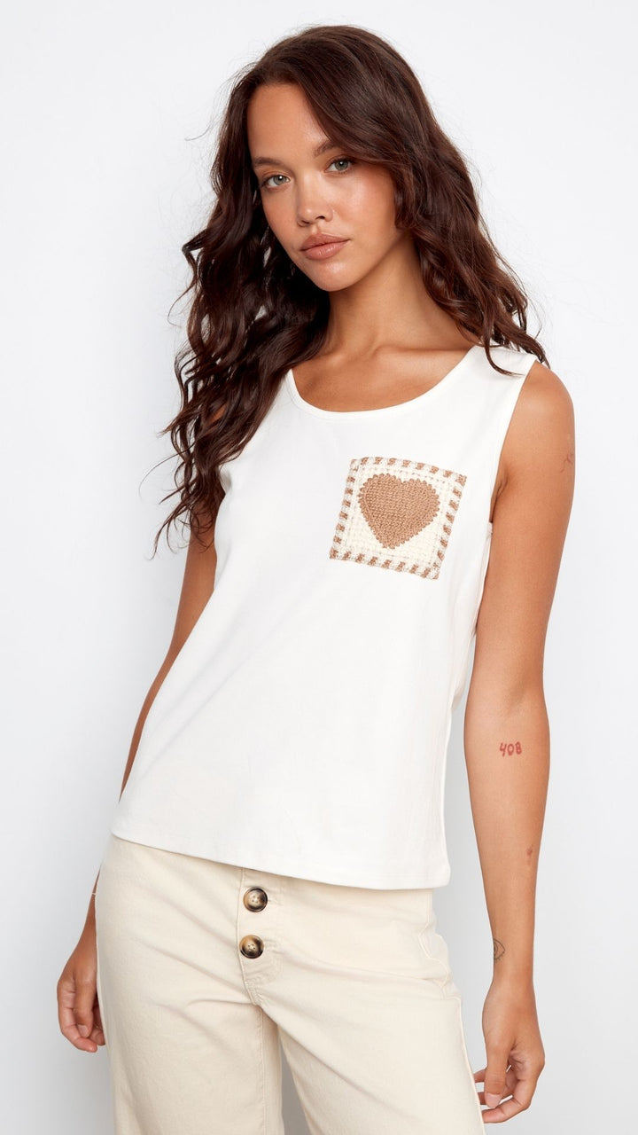 Knit Tank With Crochet Patch Pocket