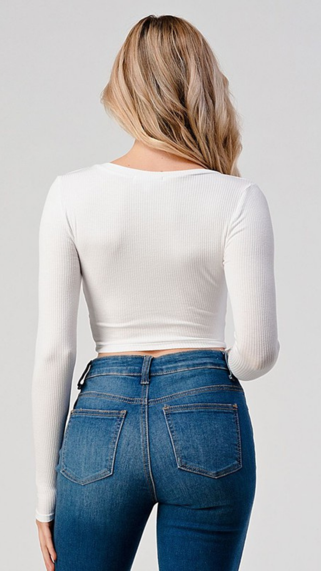White Long Sleeve Ribbed Baby Tee