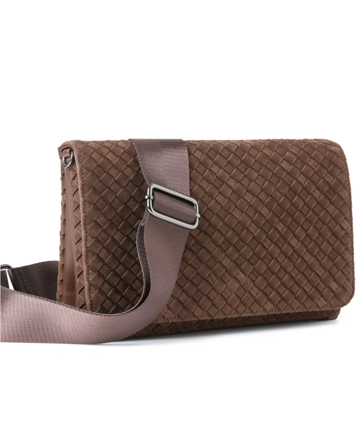 Lexi Chocolate Woven Suede Crossbody