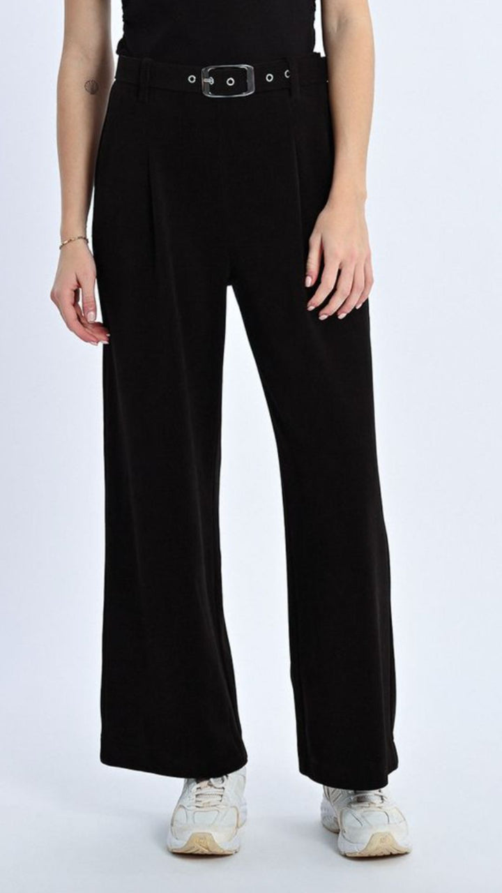 Black Belted Wide Leg Pants