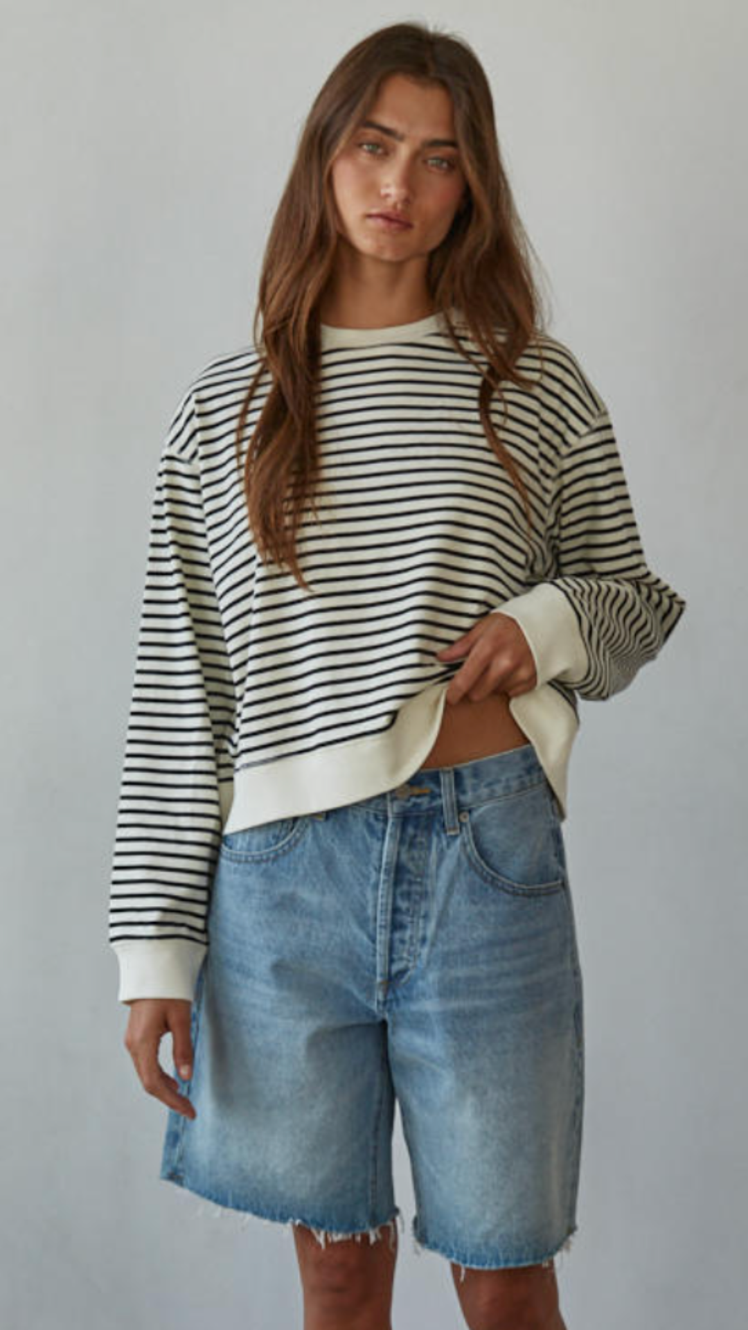Striped Crew Neck Long Sleeve Top