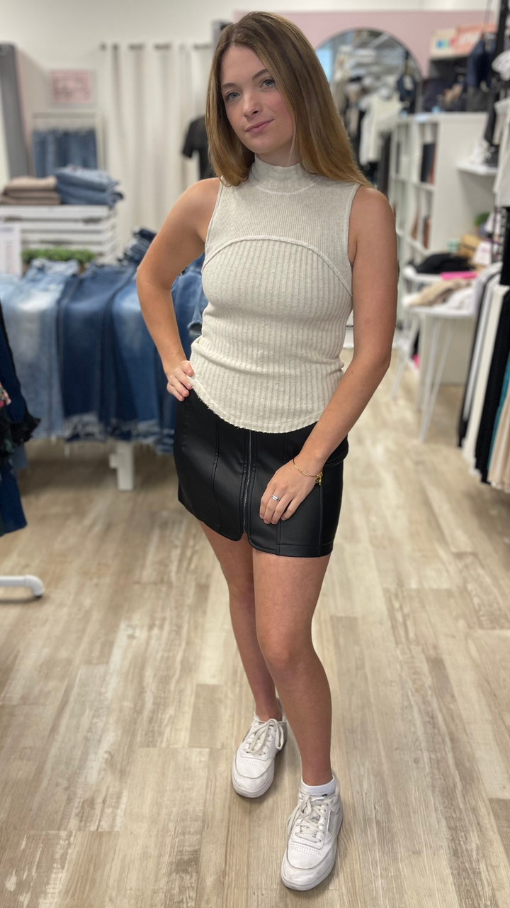 Zipper Front Mini Skirt