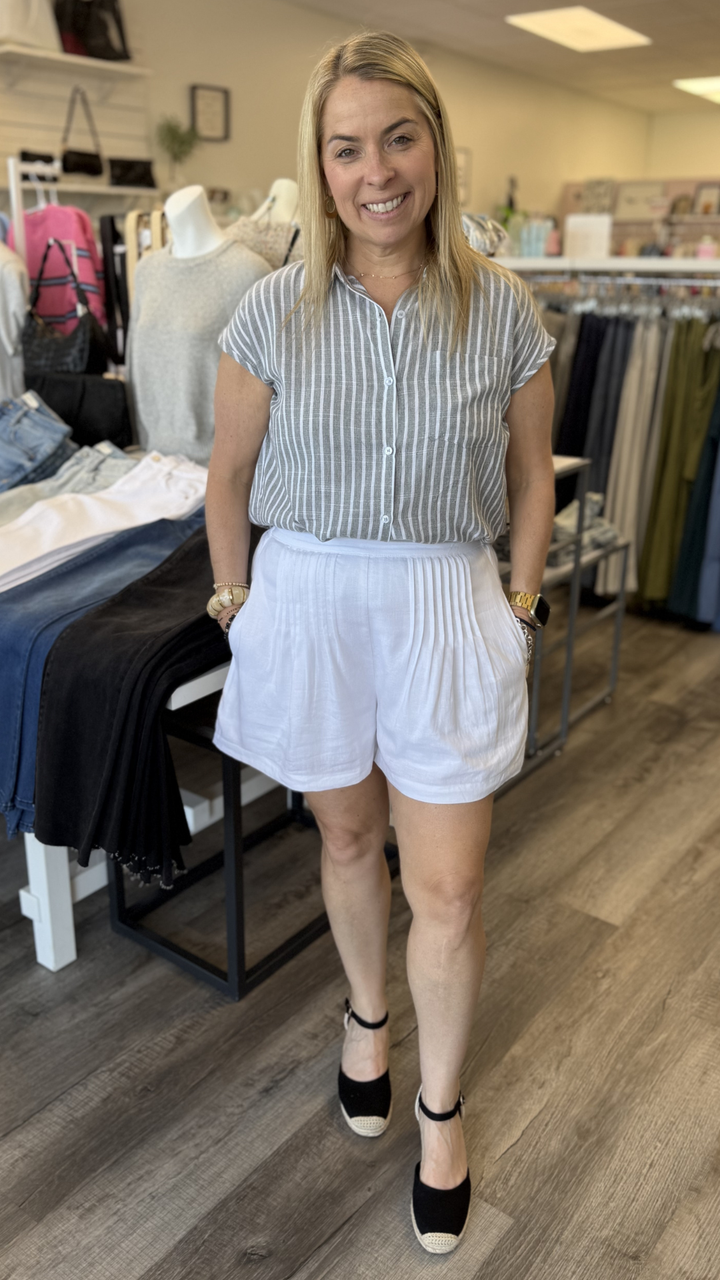 Ivory Pleated Shorts