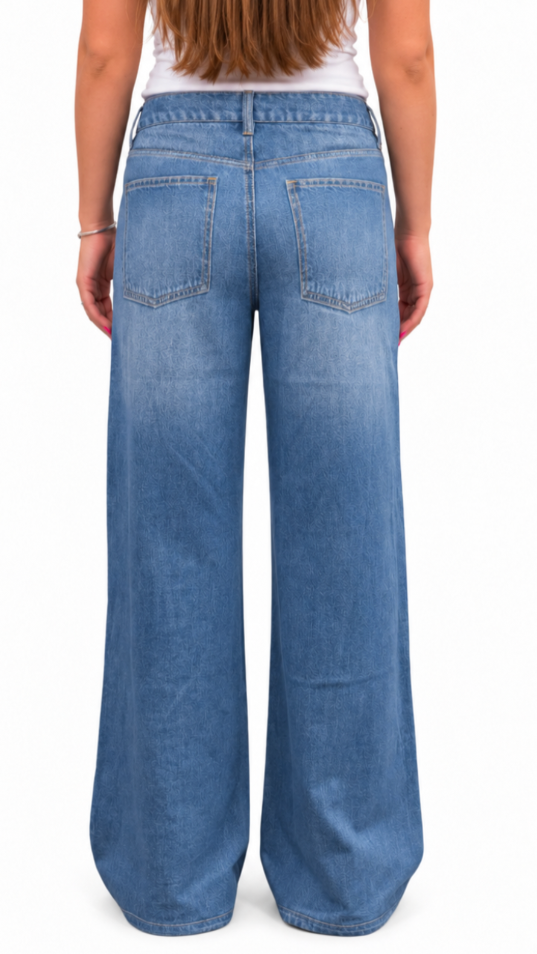 Illusion Denim Petite Wide Leg Pants