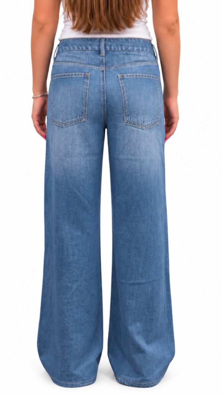 Illusion Denim Petite Wide Leg Pants