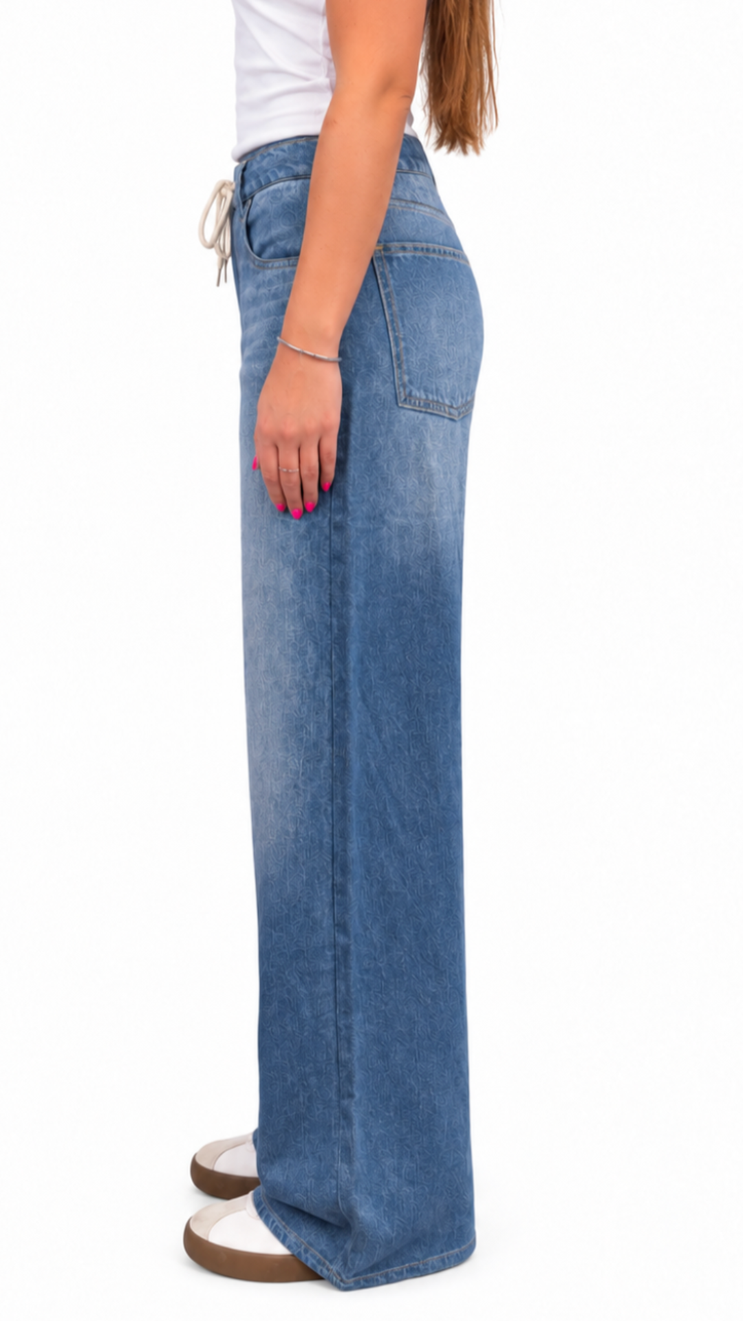 Illusion Denim Petite Wide Leg Pants