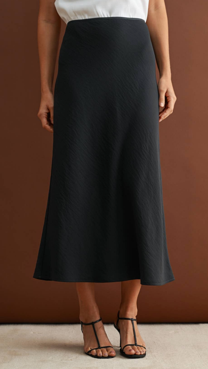 Charcoal Zipper Back A Line Skirt