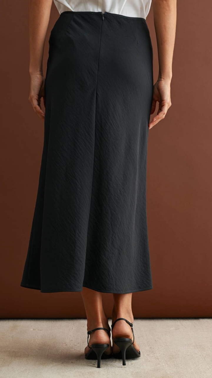 Charcoal Zipper Back A Line Skirt