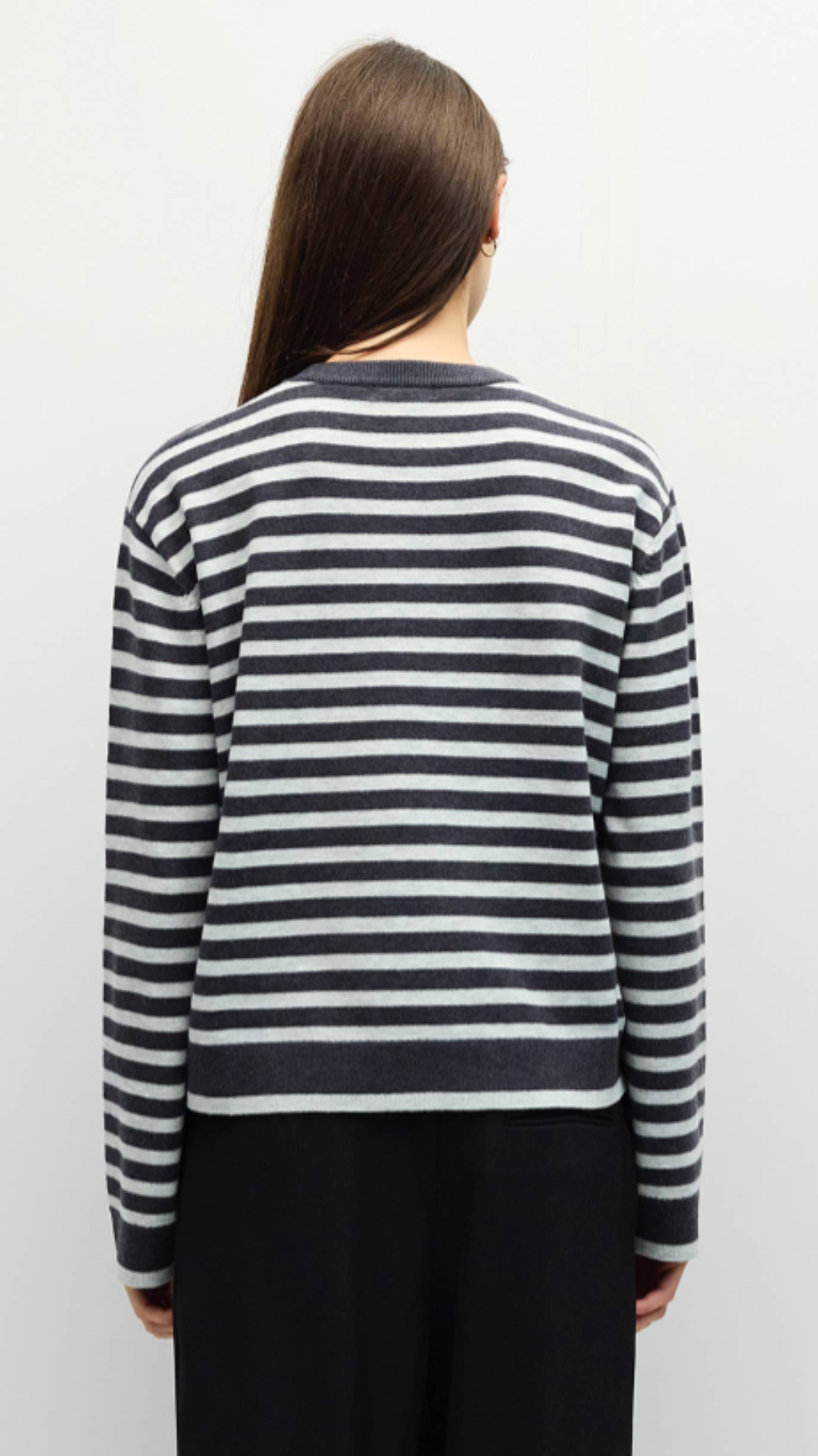 Navy And Heather Grey Striped Boyfriend Sweater