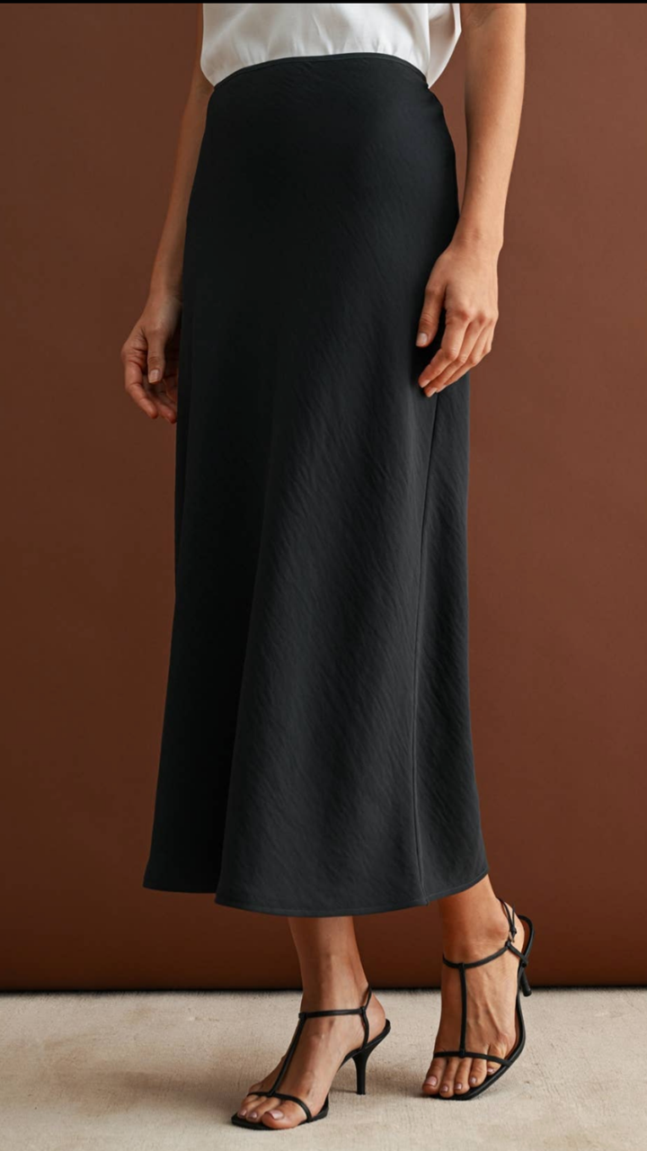 Charcoal Zipper Back A Line Skirt