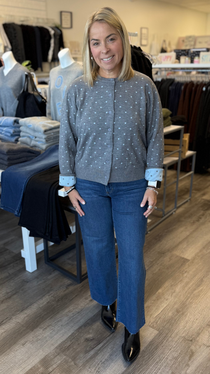 Heather Gray Inside Out Polka Dot Cardigan