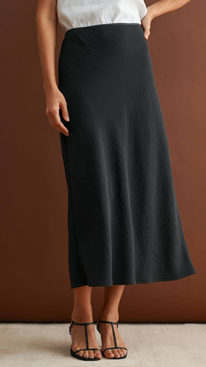 Charcoal Zipper Back A Line Skirt
