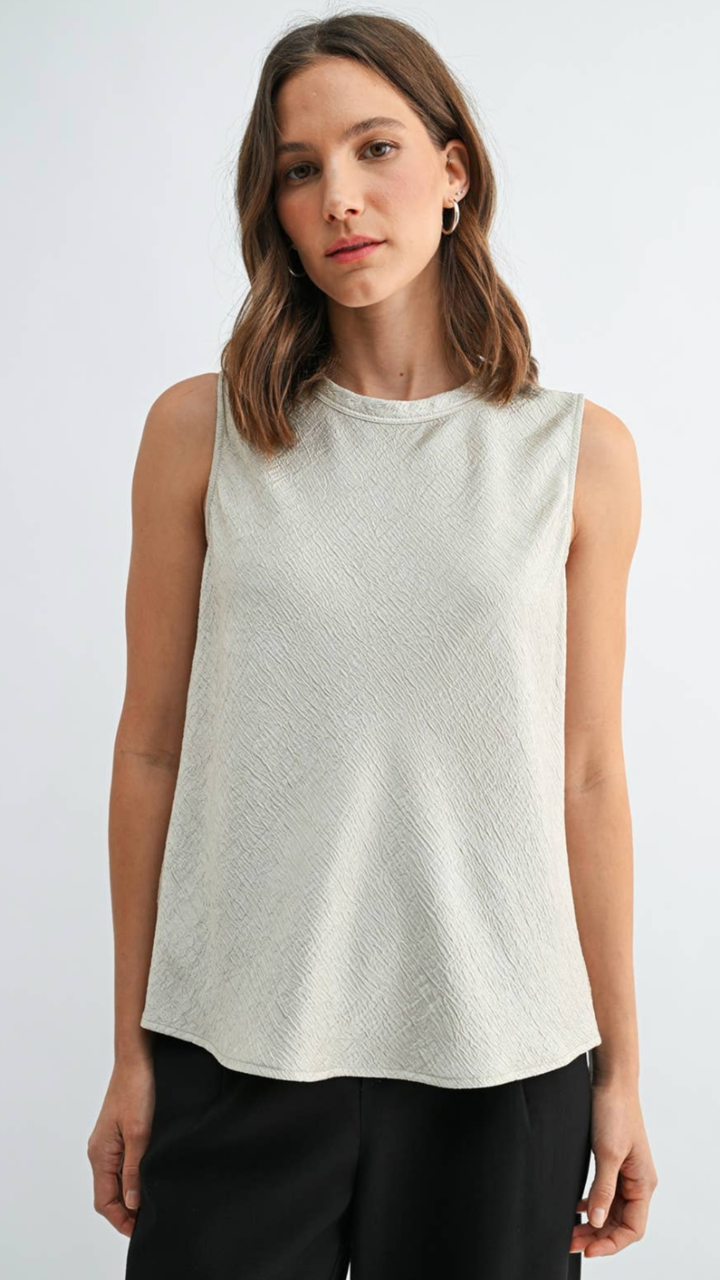 Textured Satin Sleeveless Tank