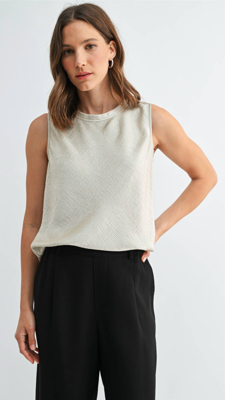 Textured Satin Sleeveless Tank