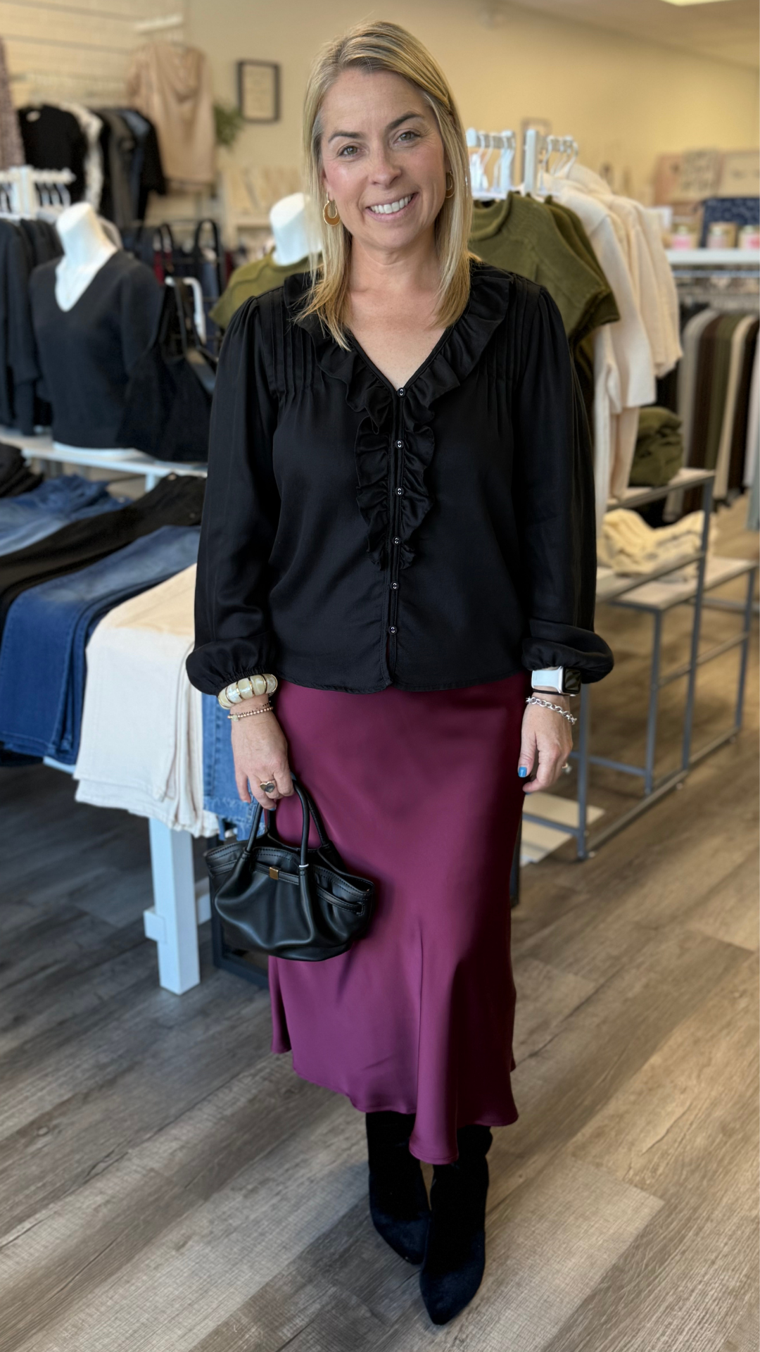 Pop Over Ruffle Tencel Top
