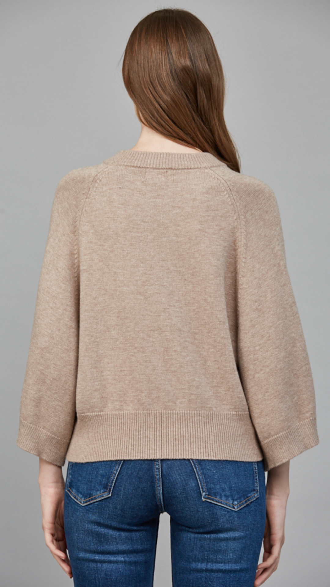 Soft Mocha Raglan Sleeve Crew Neck Sweater
