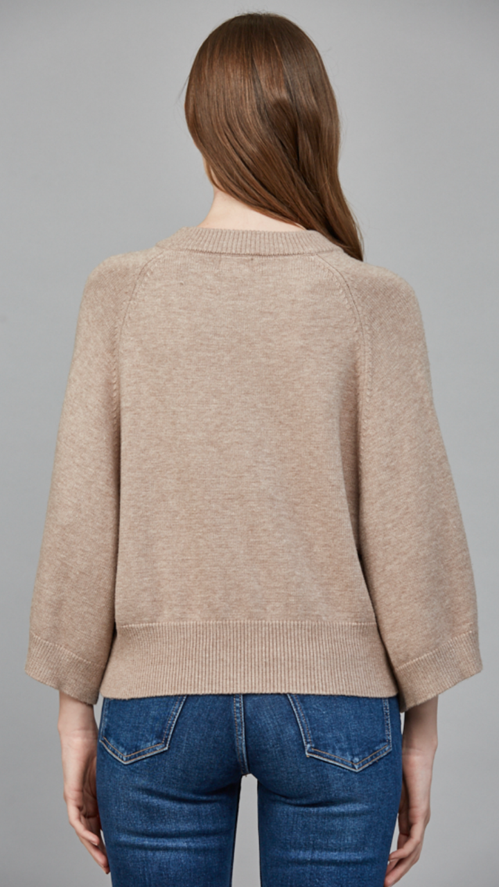Soft Mocha Raglan Sleeve Crew Neck Sweater