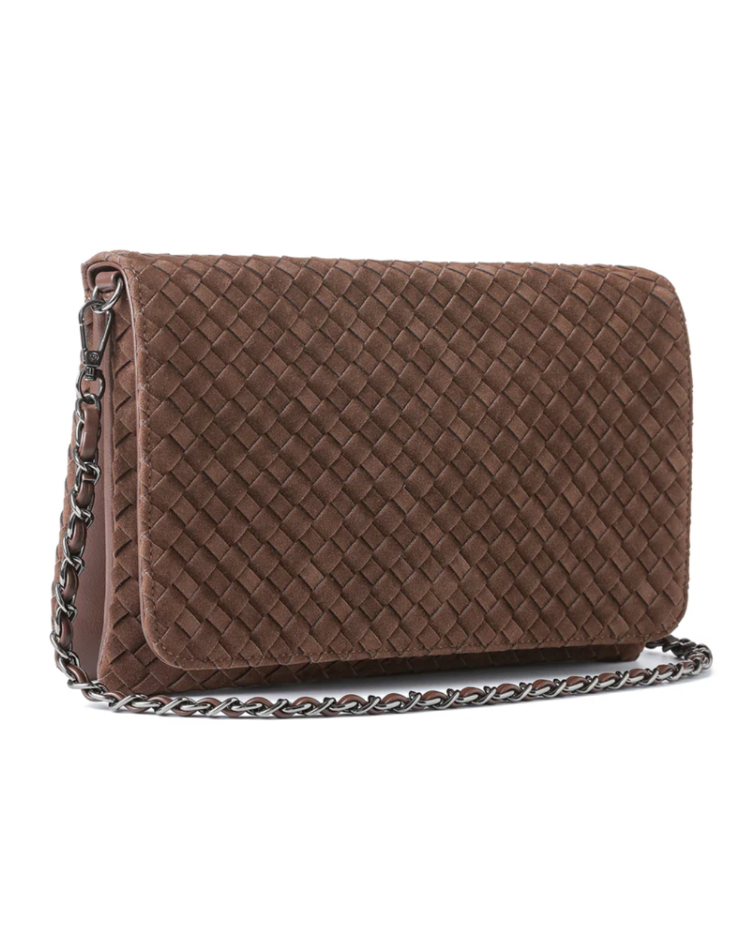 Lexi Chocolate Woven Suede Crossbody