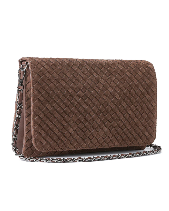 Lexi Chocolate Woven Suede Crossbody