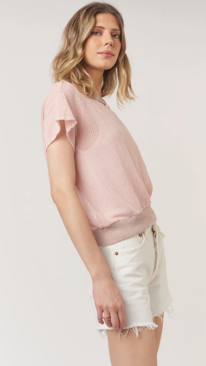 Rose Textured Mesh Tee