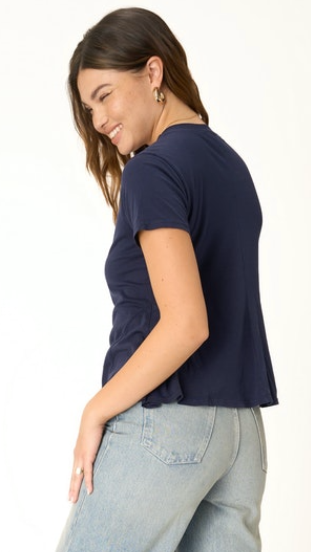 Navy Peplum Tee