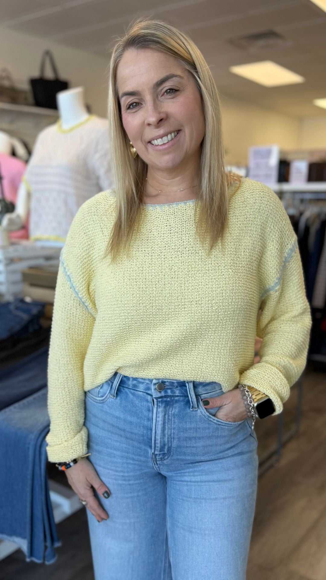 Contrast Stitch Pullover Sweater