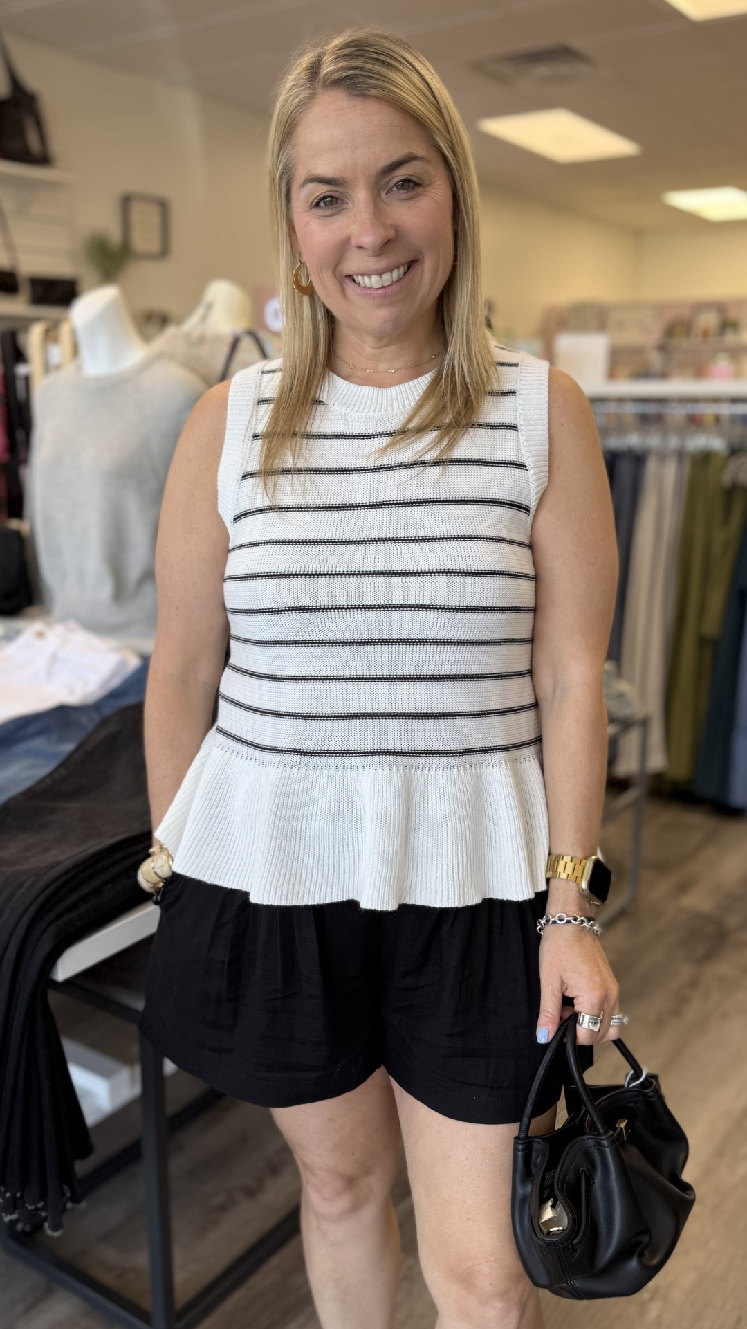 Striped Knitted Peplum Top