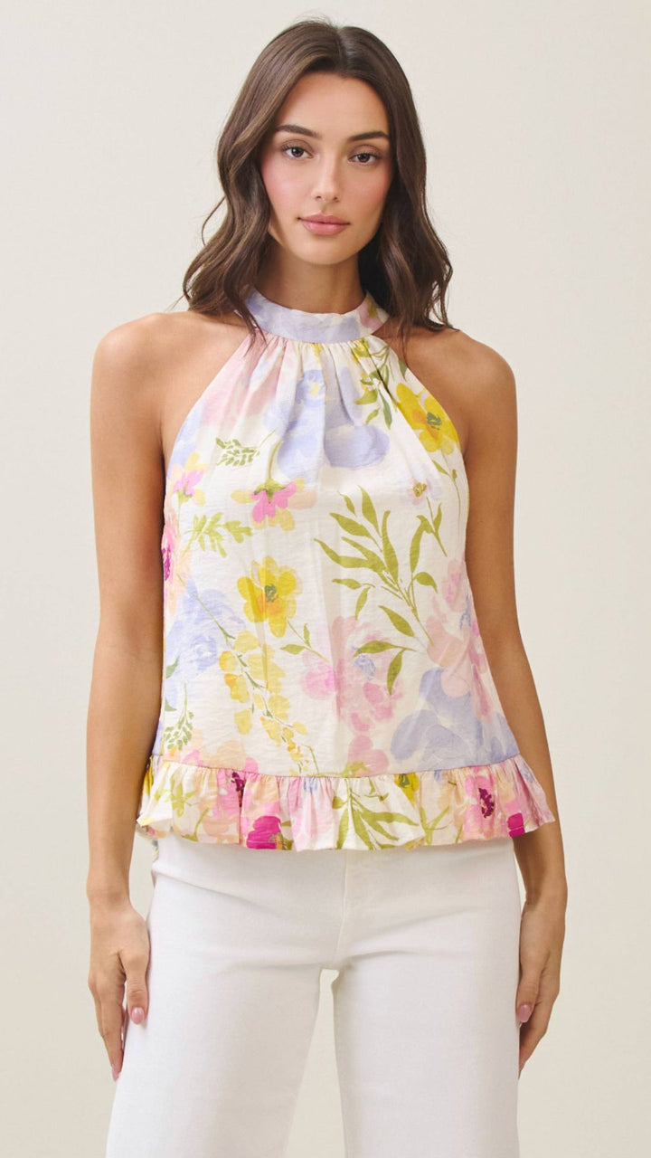 Floral Ruffle Halter Top
