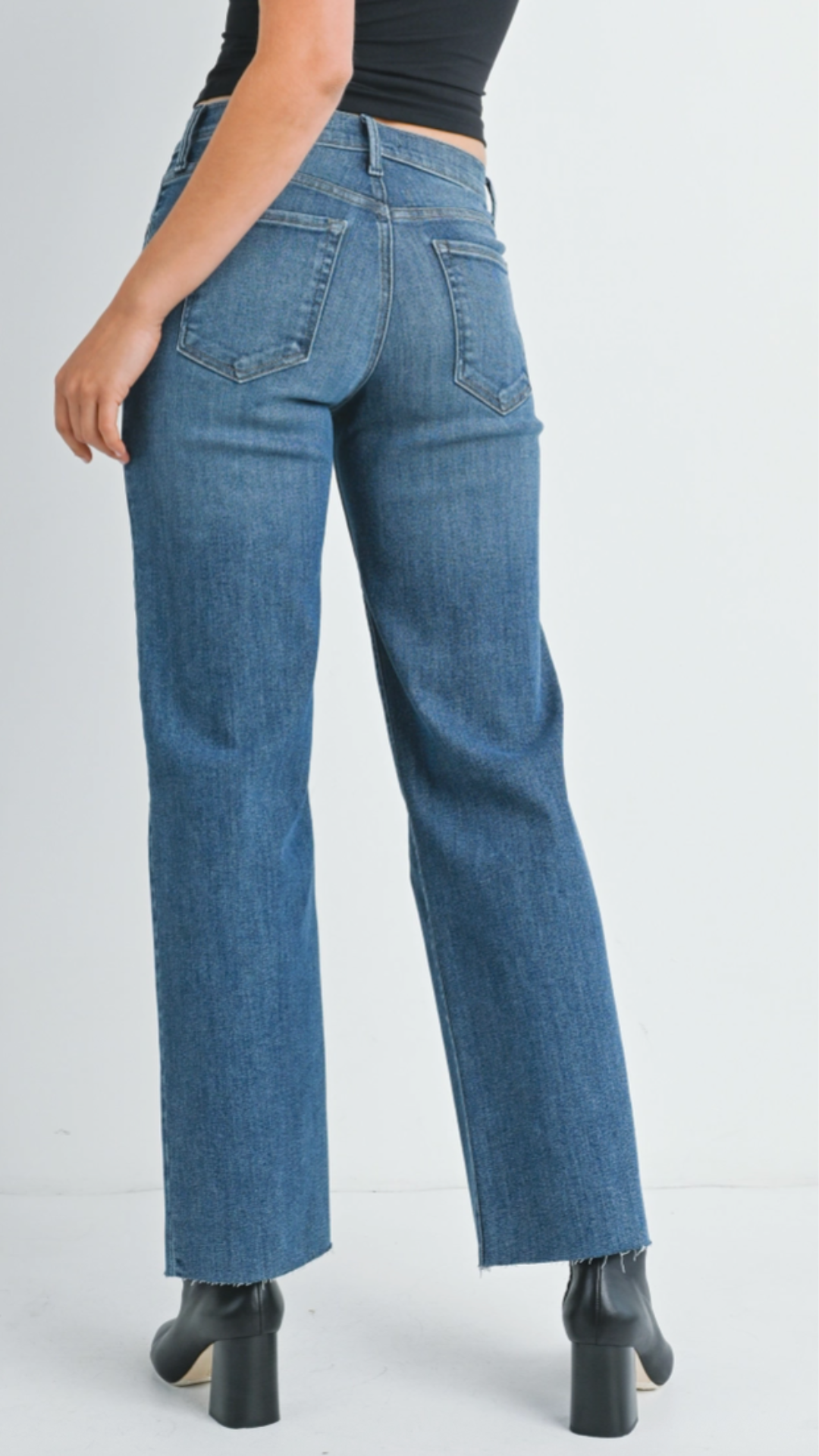 Mid Rise Dark Wash Slim Palazzo Jeans