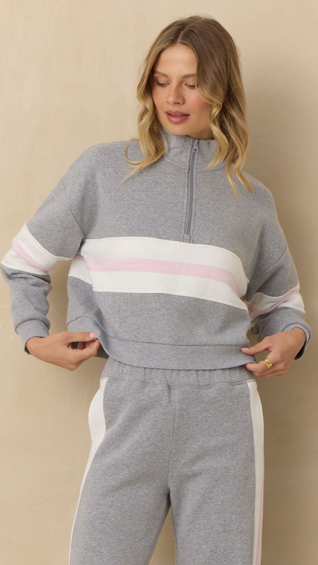 Vintage Fleece Colorblock Two Piece Set