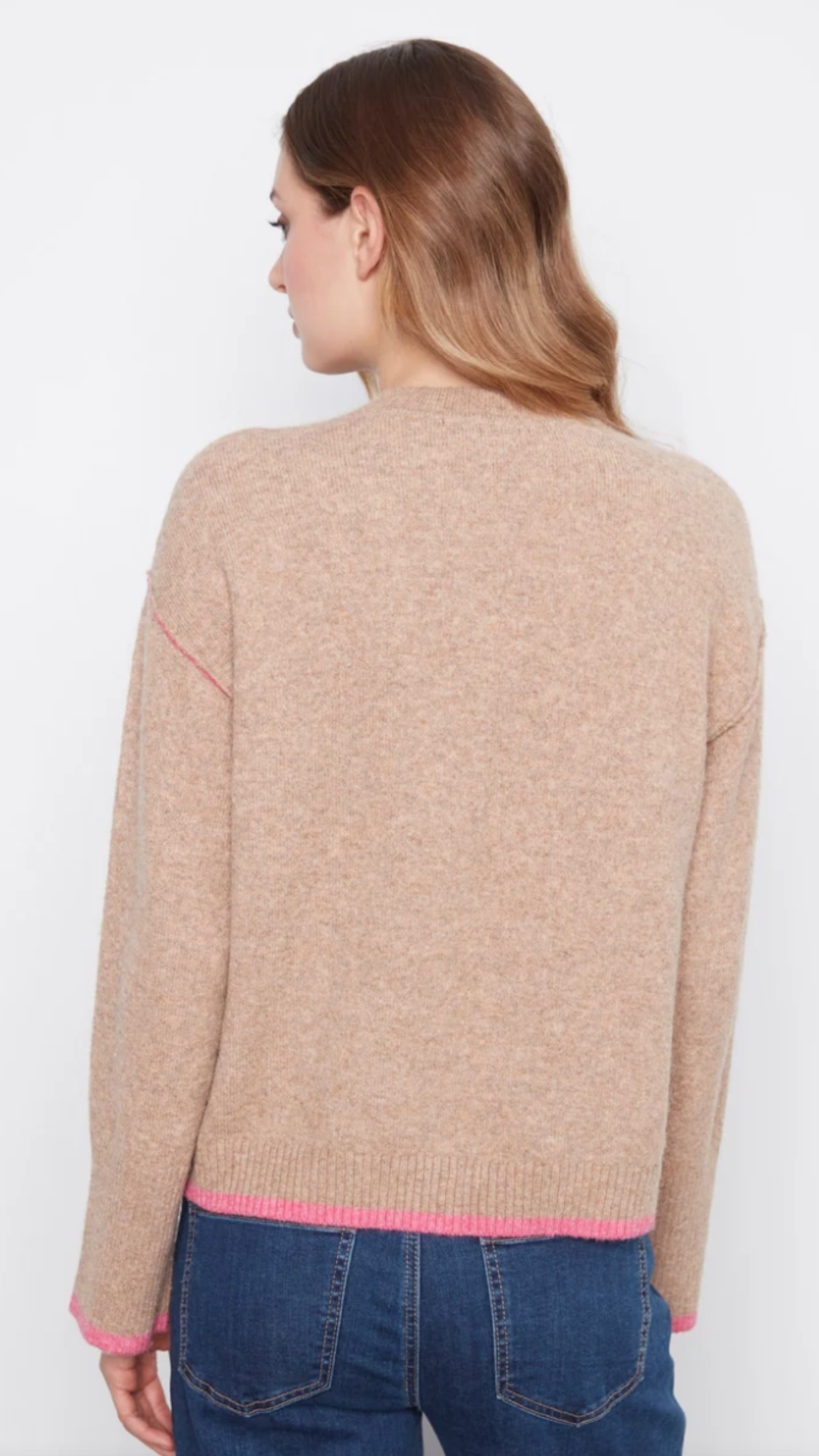 Camel Contrast Trim Crew Neck Sweater
