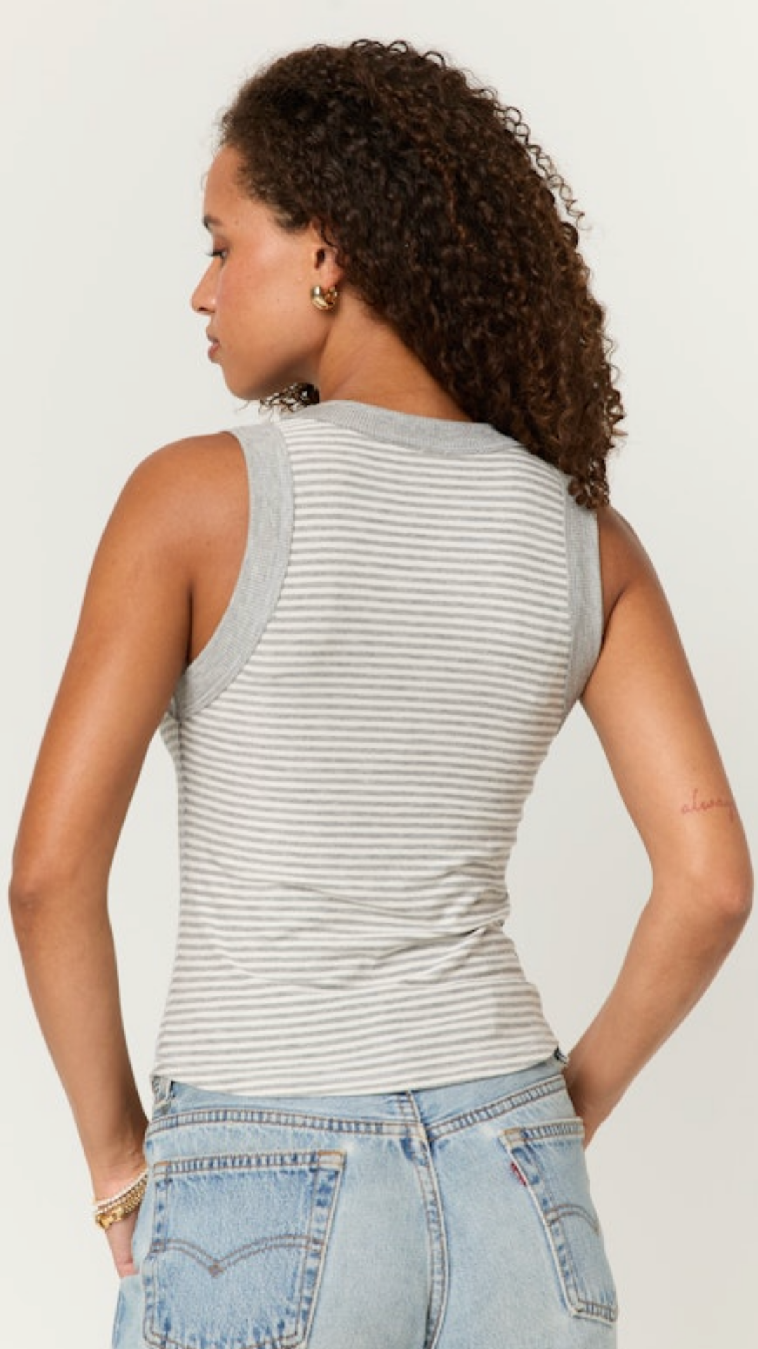 Heather Gray Hits Different Striped Ringer Tank