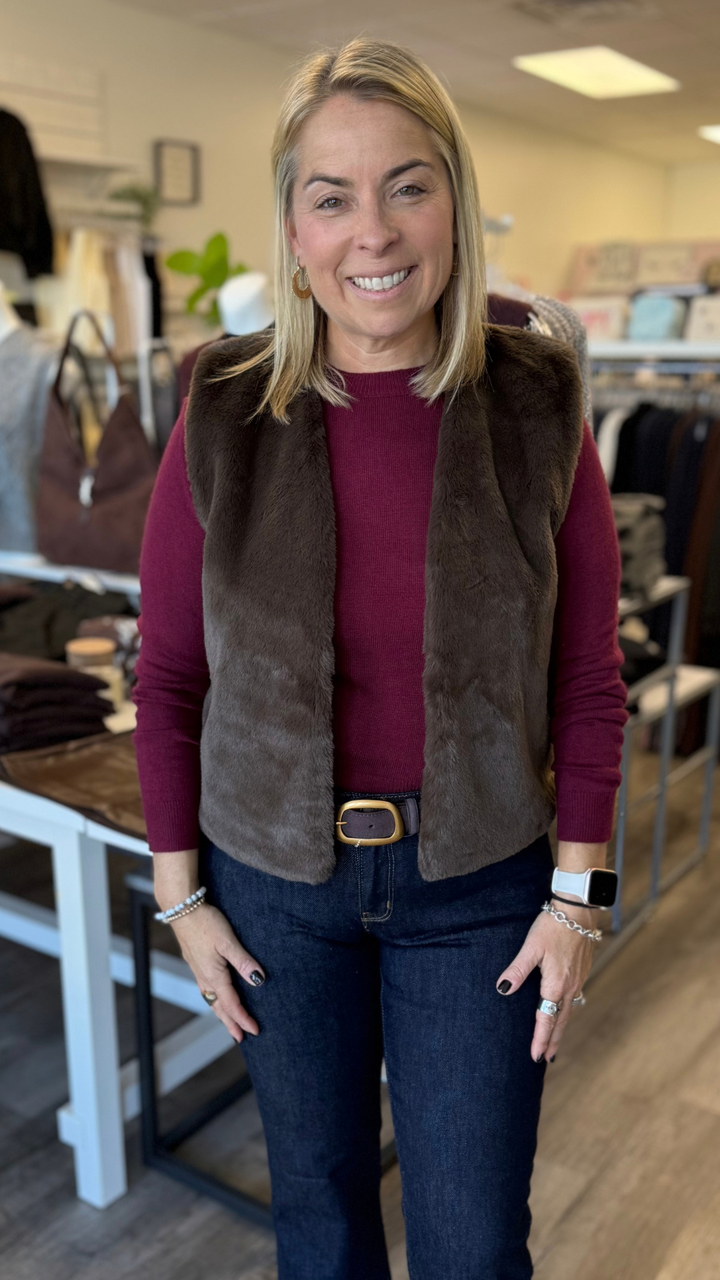 Chocolate Faux Fur Vest