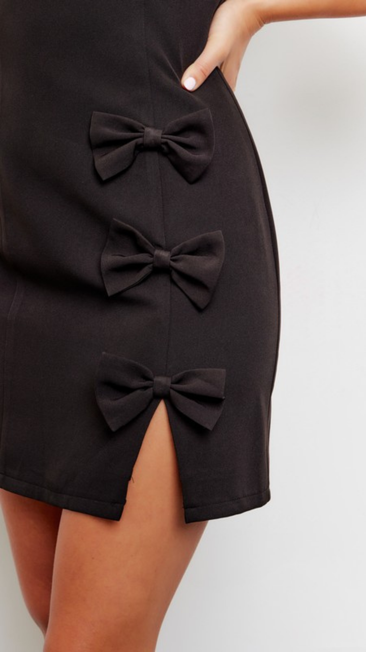Slit Dress With Bow Detail
