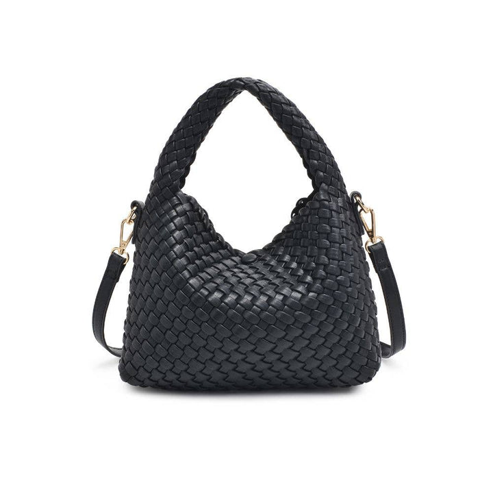 Black Woven Vegan Leather Crossbody