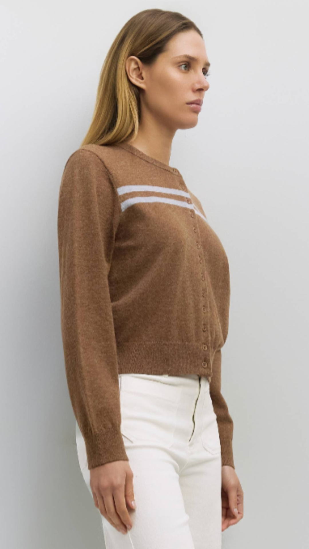 Brown And Blue Long Sleeve Cardigan