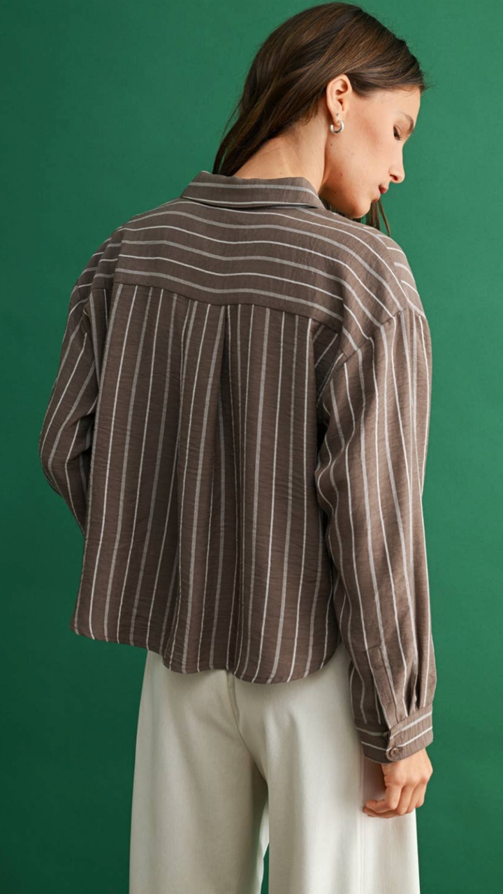 Striped Half Placket Top