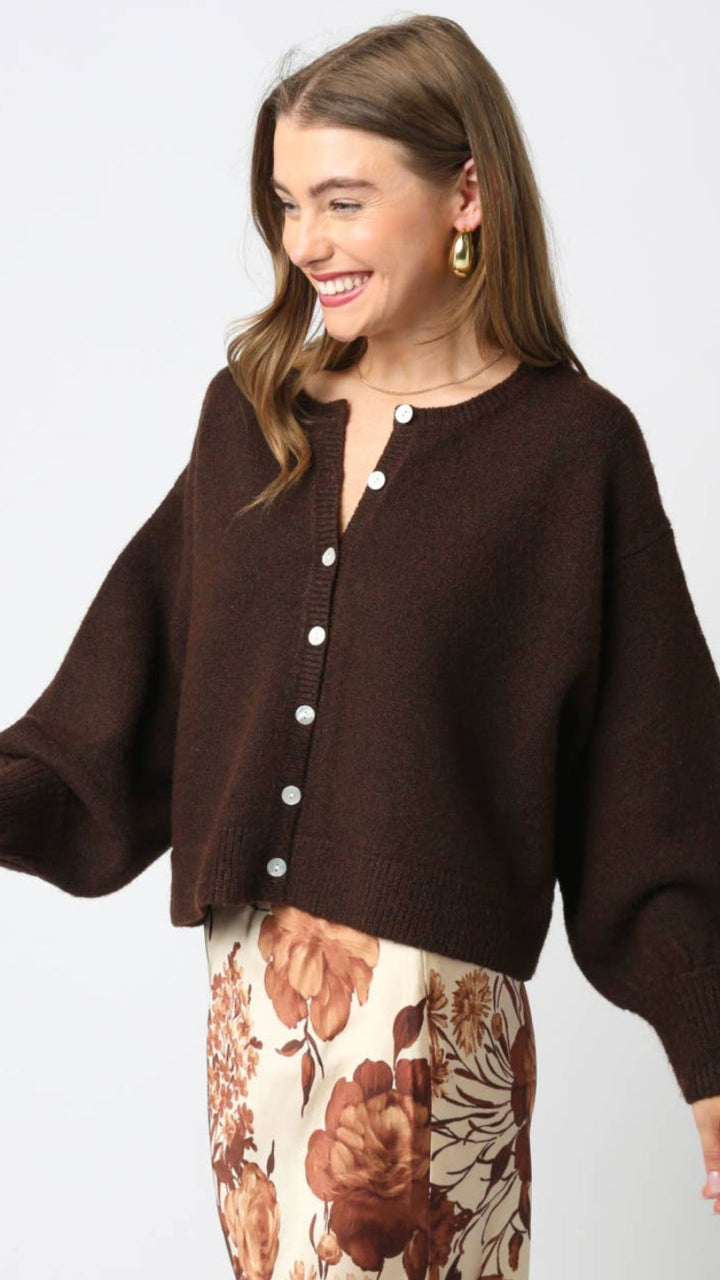 Brown Knit Sweater Cardigan
