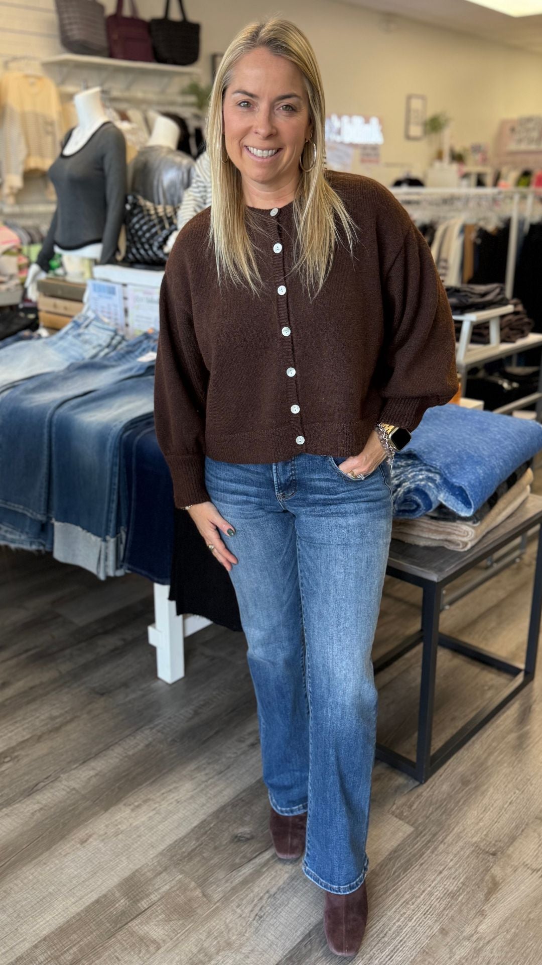 Brown Knit Sweater Cardigan