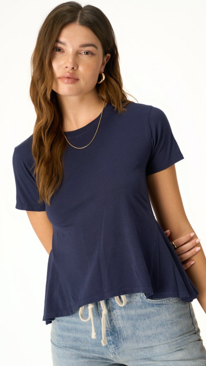 Navy Peplum Tee