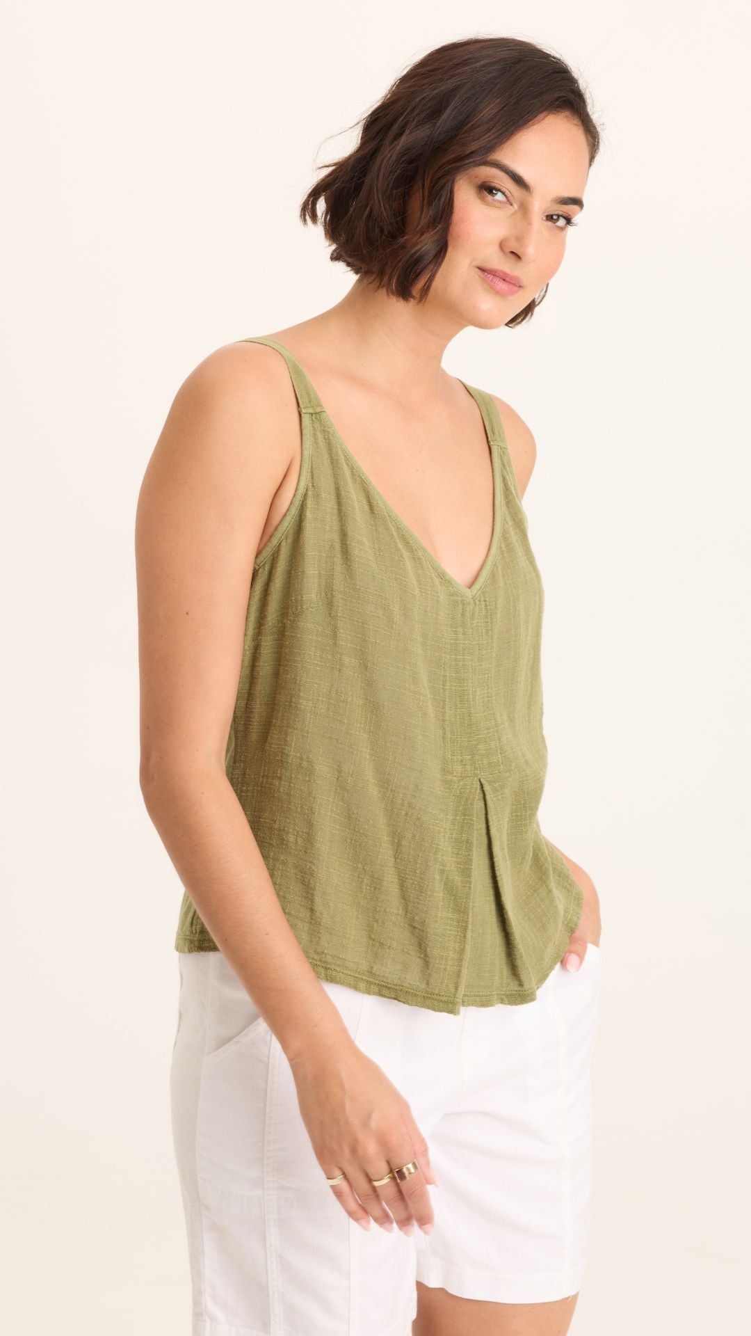 Hedley Gauze Jersey Box Pleat Tank