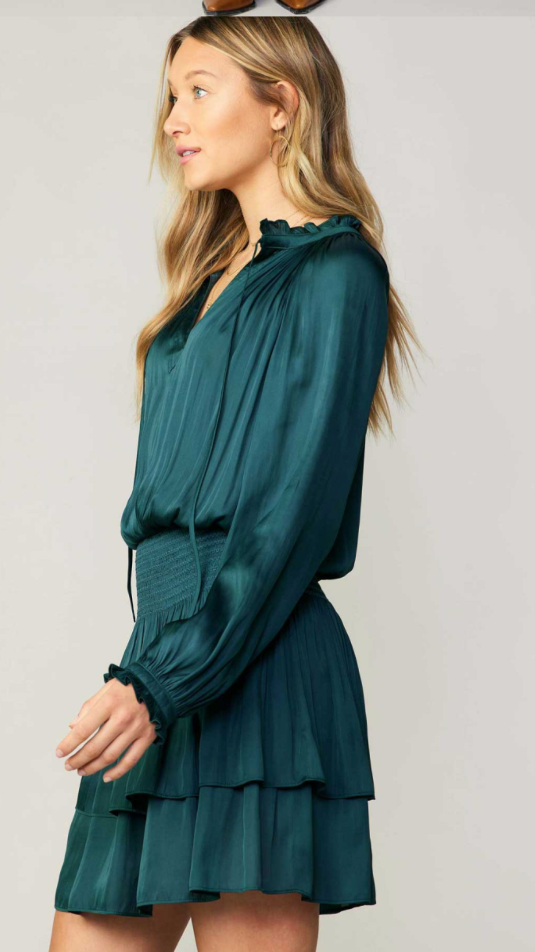 Green Smocked Detail Dress