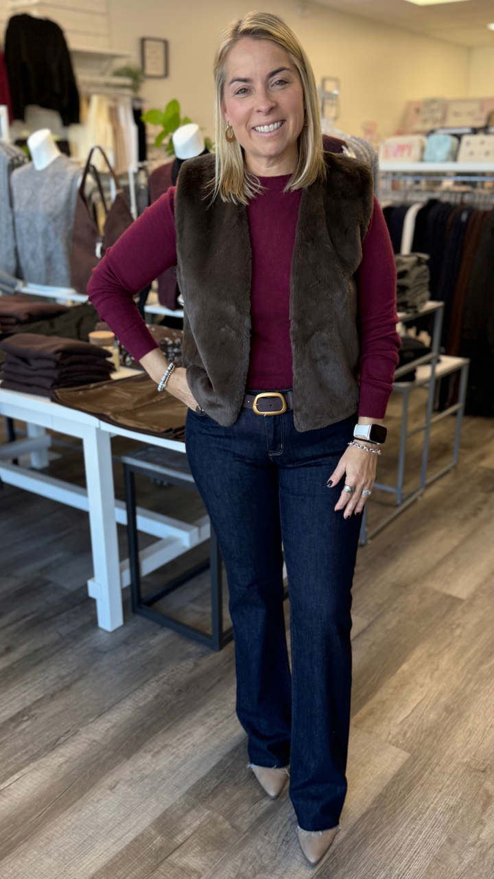 Chocolate Faux Fur Vest